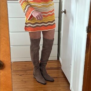 Torgeis Taupe Suede over the knee boots, tall tan boot, Madeline wedge heel boot